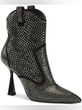 INC Black Western Rhinestone comfort Oaklynne Ankle Boots | Sz: 6.5 (NWB)